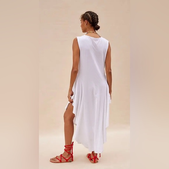 Free People Beach Ivory White Mia Midi Dress Flowy Oversized Small 100% Cotton - Picture 3 of 7